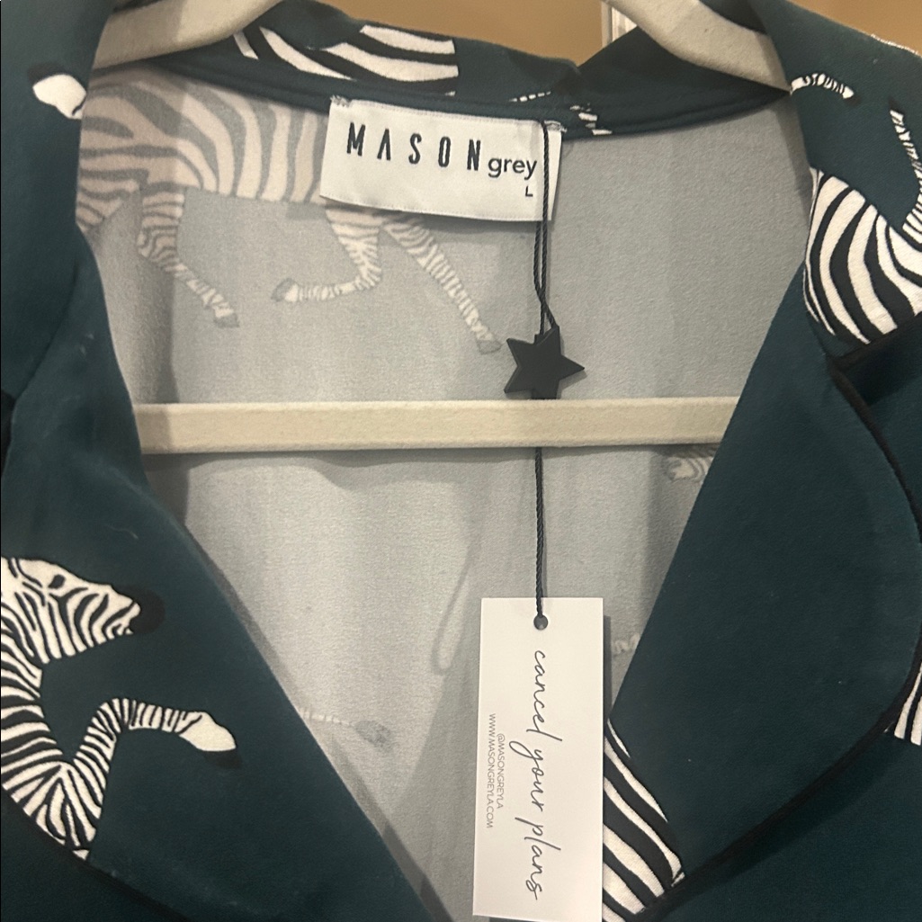 Masongrey New Zebra Print Novelty Sleep Lounge Shirt Size Large Luxe Chic Cozy — image 3 of 7